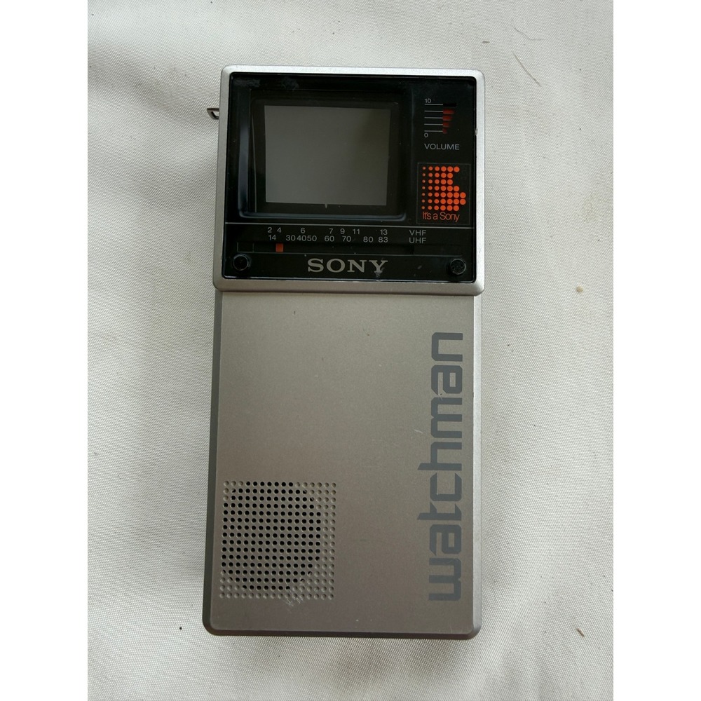 Sony Watchman FD-20A FOR PARTS  Black and White TV Vintage 1983 Silver Handheld